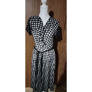 Cocomo’  Black n White Checked Wrap Dress  - Medium